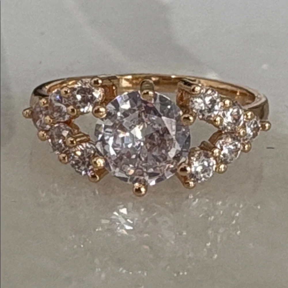 NEW Engagement Ring 💍 Rose Gold Plated Cubic Zirconia Size with Box 154